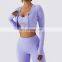 Women Long Sleeve Sport Tshirts Yoga Factory Sales Front Button Quick Dry Crop Tops