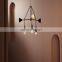 Custom linear brass glass shade chandelier villa hotel living room bedroom interior decoration lighting glass pendant light