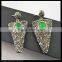 LFD-070E Wholesale Crystal Rhinestone Paved Green Malaysian Jade Arrows Dangle Earrings