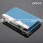 High Quality Box Packing Lichee Pattern Blue Leather Flannelette Lining Stainless Steel Metal Novelty Leather Credit Card Holder