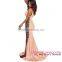 Pink latest Halterneck Lace Trim ladies long evening party wear gown