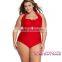 open sexy girl full photo Solid Red women clothing summer Plus Size swimming suits