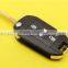 Peugeot car key 3 button flip remote replacement key shell with groove blade