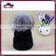 Acrylic knitted beanie with fox fur pom