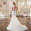 VDN21 High Quality Full Lace Appliqued Cap Sleeve Bridal Wedding Gown Crepe Wedding Princess Dress with Lace Keyhole Back