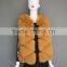 Fashion Designs Ladies Genuine Blue Fox Fur Short Leather Suede Vest For Winter