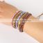 Joker pink blue purple ogem bracelet bangle multilayer leather bracelet women fashion wrap bracelet jewelry wholesale