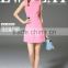 lovely pink one-piece sleeveless falbala design knee-length girl dress ladies