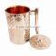 IndianArtVilla Handmade Steel Copper Hammered Jug Pitcher With Lid 1700 ML - Storage Water Good Health Benefit Yoga, Ayurveda