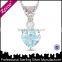 Large precious stone sterling silver pendant, blue zircon pendants