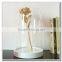 A>< Shabby Cottage Home Accent hand blown optical spherical Cloche with base Christmas Vintage display glass dome with wood tray