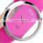 Transparent Pink Leather Band Quartz Lady Women's Bracelet Wrist Watch For Girls