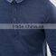 Long Sleeve Stitched Down Collar Four Button Placket Chest Pocket Navy Men's 100% Cotton Soft Jersey 220g Casual Polo T-Shirt