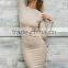 Fashion knitted long sleeve bodycon dress Women vintage christmas Winter elegant sweater dress khaki midi dresses chic 2017