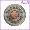 Wholesale custom zinc alloy metal botton jeans button for lady jeans