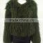 YR583 Hot Sale Euro Style Genuine Raccoon Fur Jacket Hand knit Women Top quality Raccoo Fur Jacket