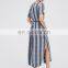 Short sleeve button down plaid dress high quality maxi dress designs 2017