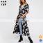 OEM product defined waist v-neckline new ladies floral bodycon dress
