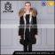 Long style women and mens black jacket with fur collar