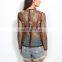 MiKa72180 2017 Summer Cool T-shirts Women Sexy Perspective Embroidery Tops Long Sleeve Blouse With Zippers Floral T-shirt