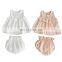 A0143# Newborn Clothes Set 2020 Summer Baby Cotton Sleeveless Wooden Ear Top + Lantern Bread Pants Baby Girl's Two Piece Suit