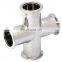 Food Grade Stainless Steel SS304 SS316 Clamp 4-Way Vacuum Cross Pipe Fittings for Secure