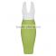 Hot Selling Newest Top Quality Sey V Neck White&Green HL Bandage Dress 2015 New Arrival Rayon Dress Bandage Bodycon Dress