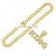 New Design 26 English Letter Pendant Jewelry Hiphops Cuban Chain 18K Gold Plated Zircon Necklace