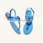 Latest flower design blue color flats sandals for women