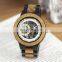 OEM BOBO BIRD Digital Luxury Mechanical Waterproof  luminous Wood Watch Two-tone Design with Multiple Function