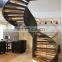 Customized Floating Staircase Modern Curved Stair Wood tread Spiral Staircase