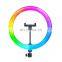 33cm 13 inch RGB Photography LED Ring Light Dimmable Colorful Selfie Lamp With Phone Clip Professional photography fill light