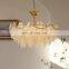 LED Feather Shape Pendant Lights For Hotel Bedroom Glass Plate Decor Ceiling Lamp