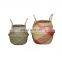 Cheap wall basket decor hanging rattan seagrass woven handmade natural hanging baskets for plants outdoor