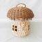 High Quality Mushroom Rattan Basket House with Handle, Wicker Bag Kids Toys Wholesale Supplier