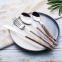 High Quality Wood Grain ABS Plastic Handle Sterling Silverware Reusable Cutlery Set