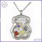 304L Stainless Steel Rainbow Color Opal Locket Pendant Necklace