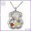 Rainbow Colorful Teddy Bear Locket Pendant Necklace