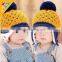 2015 Winter Newest Small Heart Knitting Baby Kids Earflap Pompom Caps and Hats