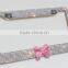 Wholesale Crystal Rhinestone License Plate Frame with Red Bow 2Caps & Gift Car accessories