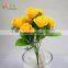7 heads artificial mini silk rose with fake glitter dewdrop