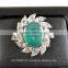 11x9 MM Green Star Sapphire Ring Lab-Created Sterling Silver 92.5 Size 7