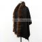 Fashion cashmere shawl with fox fur trim /wholesale and retail