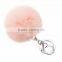 rabbit fur ball with carabiner keychain