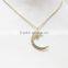 Newest Gorgeous Crescent Moon & Star Necklace W/ Sparkling Crystals Simple Minimal Necklace 2016 Fashion Style Wholesale
