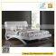 Creative design white wooden bedroom furniture bed with leather upholstered headboard