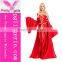 Red Lace Up Dress Evening Gown With Long Sleeve for ladies
