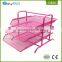 EasyPAG pink 3 tier mesh desk organizer document tray wall mounted file holder