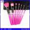 8 piece wood handle nylon hair black cosmetic brush set