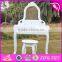 2017 New design youth bedroom white solid wooden dressing table chair W08H072